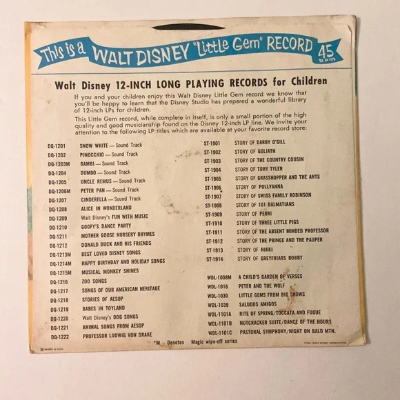 Vintage 1961 Walt Disneys The Tortoise and the Hare 45 Record with Sleeve - Picture 2 of 14